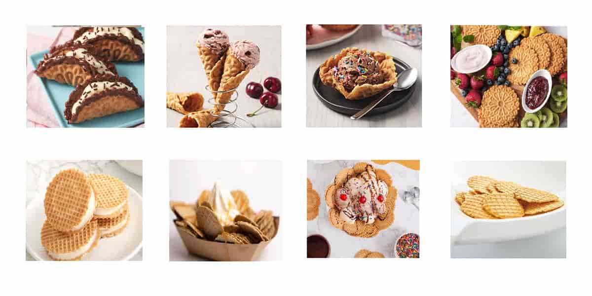 waffle biscuit chips ice cream bowl pizzelle biscuit taco biscuit